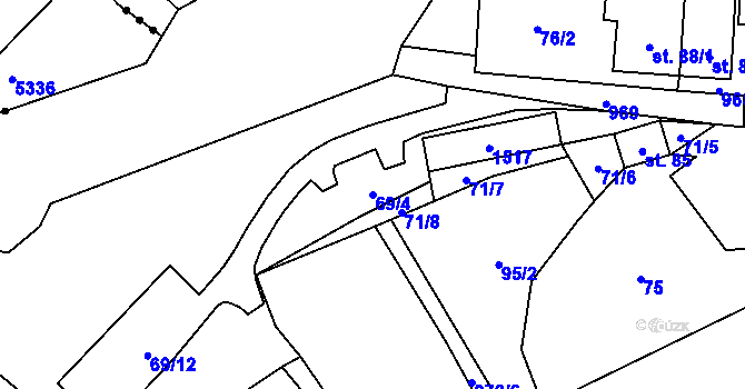 Parcela st. 69/4 v KÚ Sázava u Žďáru nad Sázavou, Katastrální mapa