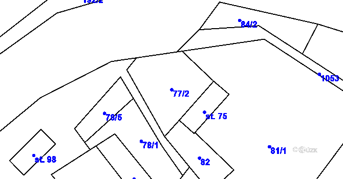 Parcela st. 77/2 v KÚ Sázava u Žďáru nad Sázavou, Katastrální mapa