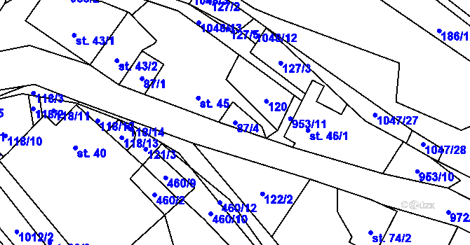 Parcela st. 87/4 v KÚ Sázava u Žďáru nad Sázavou, Katastrální mapa