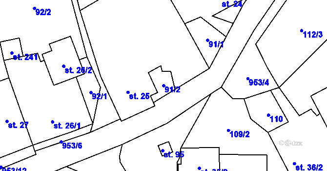Parcela st. 91/2 v KÚ Sázava u Žďáru nad Sázavou, Katastrální mapa