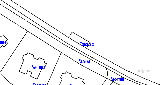 Parcela st. 353/22 v KÚ Sázava u Žďáru nad Sázavou, Katastrální mapa