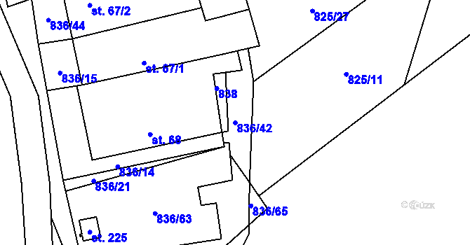 Parcela st. 836/42 v KÚ Sázava u Žďáru nad Sázavou, Katastrální mapa