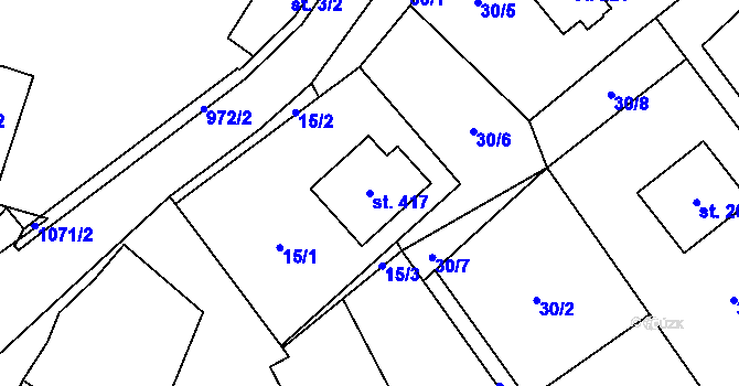 Parcela st. 417 v KÚ Sázava u Žďáru nad Sázavou, Katastrální mapa