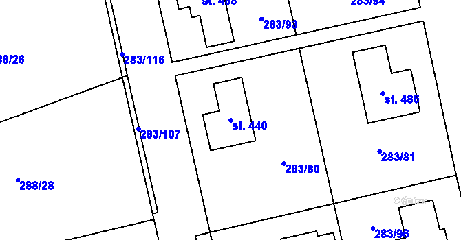Parcela st. 440 v KÚ Sázava u Žďáru nad Sázavou, Katastrální mapa