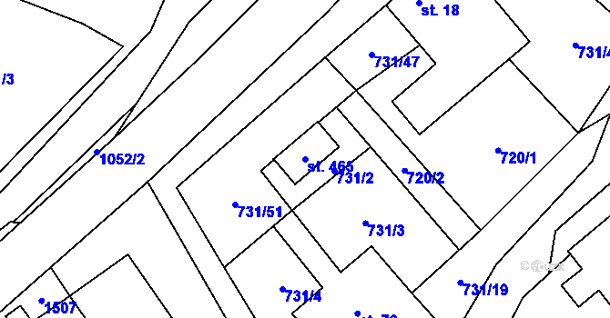 Parcela st. 465 v KÚ Sázava u Žďáru nad Sázavou, Katastrální mapa