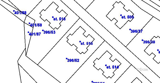 Parcela st. 515 v KÚ Sázava u Žďáru nad Sázavou, Katastrální mapa