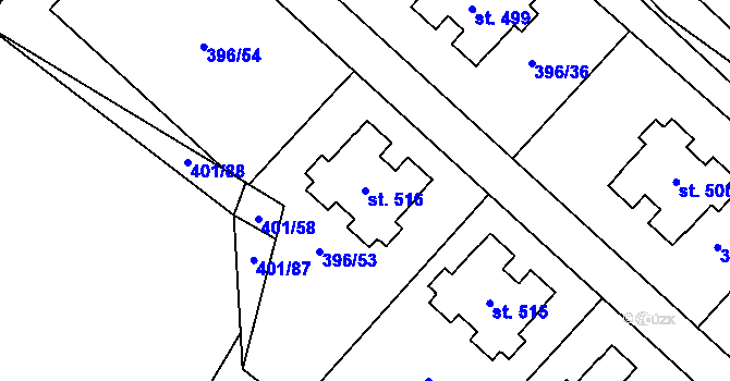 Parcela st. 516 v KÚ Sázava u Žďáru nad Sázavou, Katastrální mapa