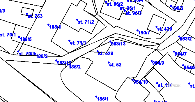 Parcela st. 528 v KÚ Sázava u Žďáru nad Sázavou, Katastrální mapa