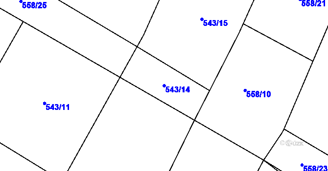 Parcela st. 543/14 v KÚ Sázavka, Katastrální mapa