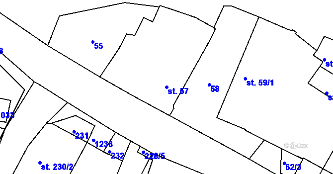 Parcela st. 57 v KÚ Sázavka, Katastrální mapa
