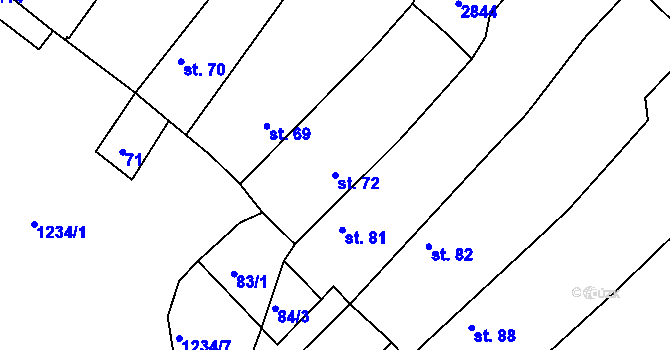 Parcela st. 72 v KÚ Sázavka, Katastrální mapa