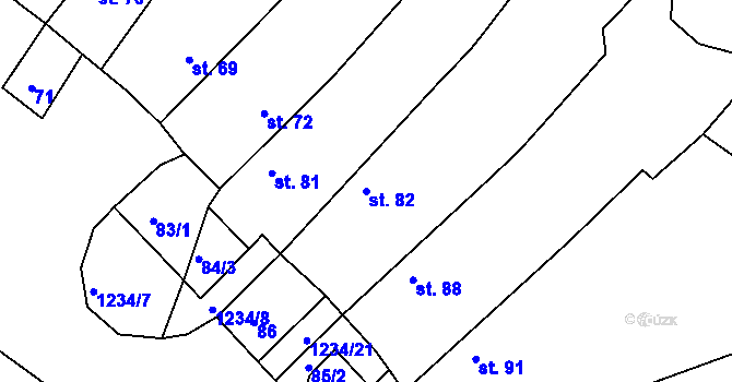 Parcela st. 82 v KÚ Sázavka, Katastrální mapa