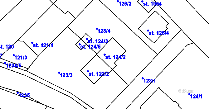 Parcela st. 124/2 v KÚ Sázavka, Katastrální mapa