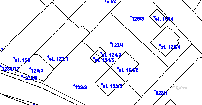 Parcela st. 124/3 v KÚ Sázavka, Katastrální mapa