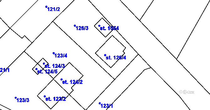 Parcela st. 126/4 v KÚ Sázavka, Katastrální mapa