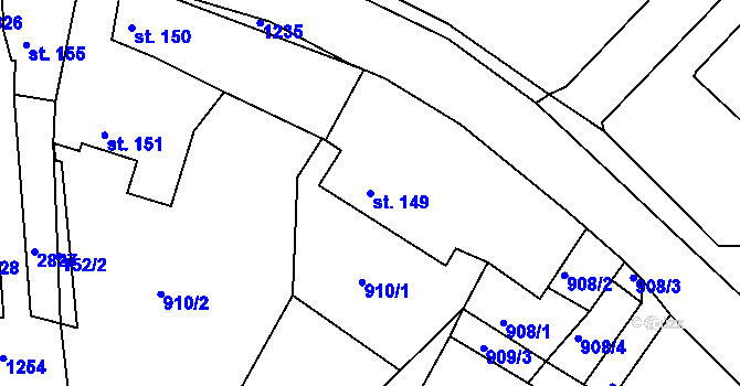 Parcela st. 149 v KÚ Sázavka, Katastrální mapa