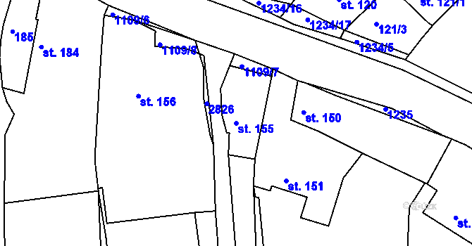 Parcela st. 155 v KÚ Sázavka, Katastrální mapa