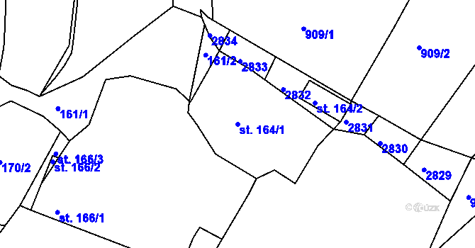 Parcela st. 164/1 v KÚ Sázavka, Katastrální mapa