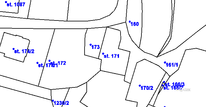 Parcela st. 171 v KÚ Sázavka, Katastrální mapa