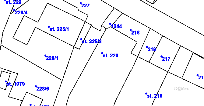 Parcela st. 220 v KÚ Sázavka, Katastrální mapa