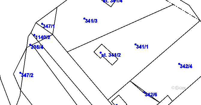 Parcela st. 341/2 v KÚ Sázavka, Katastrální mapa