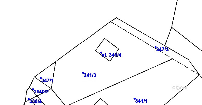 Parcela st. 341/4 v KÚ Sázavka, Katastrální mapa