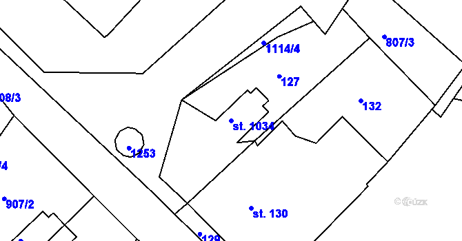 Parcela st. 1034 v KÚ Sázavka, Katastrální mapa