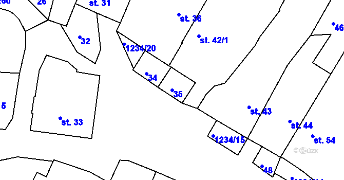 Parcela st. 35 v KÚ Sázavka, Katastrální mapa