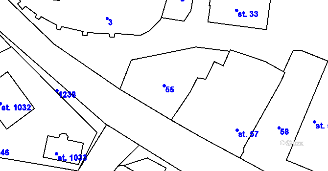 Parcela st. 55 v KÚ Sázavka, Katastrální mapa