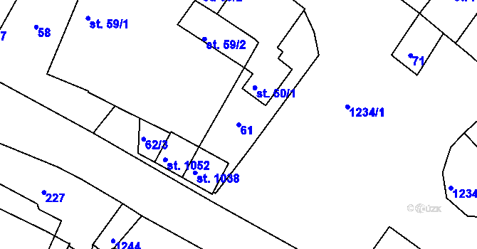 Parcela st. 61 v KÚ Sázavka, Katastrální mapa