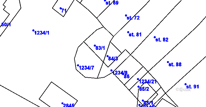 Parcela st. 84/4 v KÚ Sázavka, Katastrální mapa