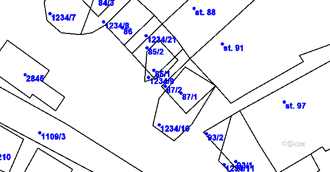 Parcela st. 87/2 v KÚ Sázavka, Katastrální mapa