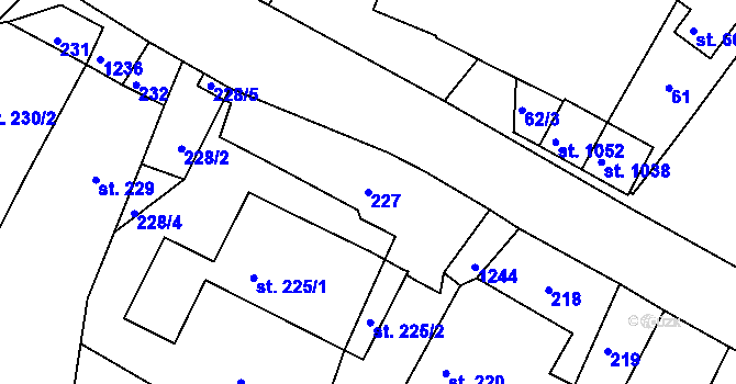 Parcela st. 227 v KÚ Sázavka, Katastrální mapa