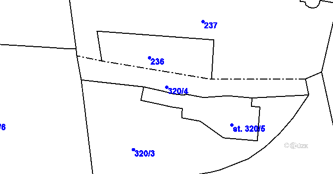 Parcela st. 320/4 v KÚ Sázavka, Katastrální mapa