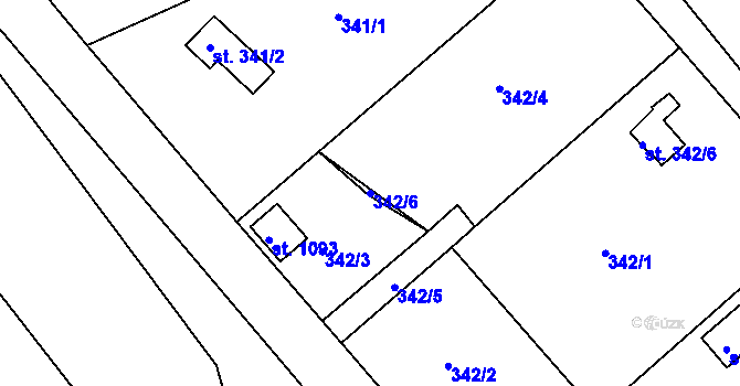Parcela st. 342/6 v KÚ Sázavka, Katastrální mapa