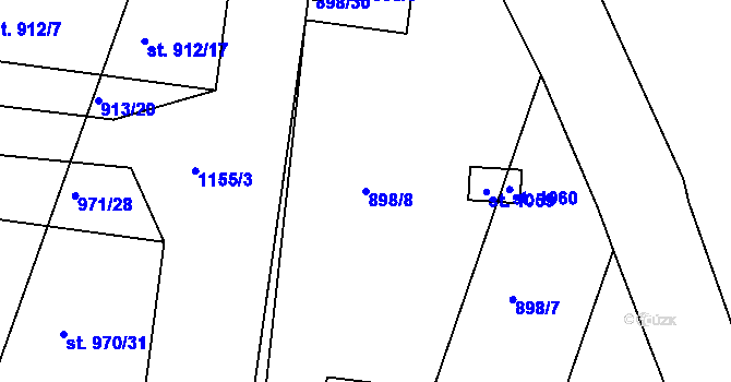Parcela st. 898/8 v KÚ Sázavka, Katastrální mapa