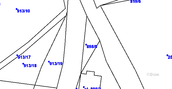 Parcela st. 898/9 v KÚ Sázavka, Katastrální mapa