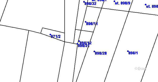 Parcela st. 898/12 v KÚ Sázavka, Katastrální mapa