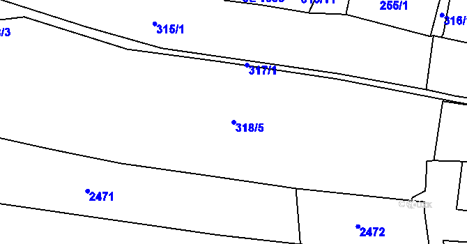 Parcela st. 318/5 v KÚ Sázavka, Katastrální mapa