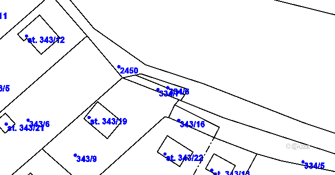 Parcela st. 334/6 v KÚ Sázavka, Katastrální mapa