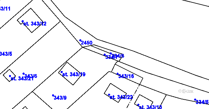 Parcela st. 334/7 v KÚ Sázavka, Katastrální mapa