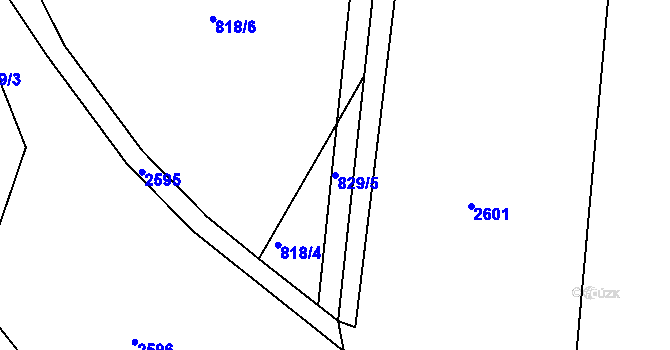 Parcela st. 829/5 v KÚ Sázavka, Katastrální mapa
