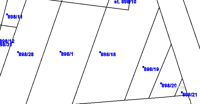 Parcela st. 898/18 v KÚ Sázavka, Katastrální mapa