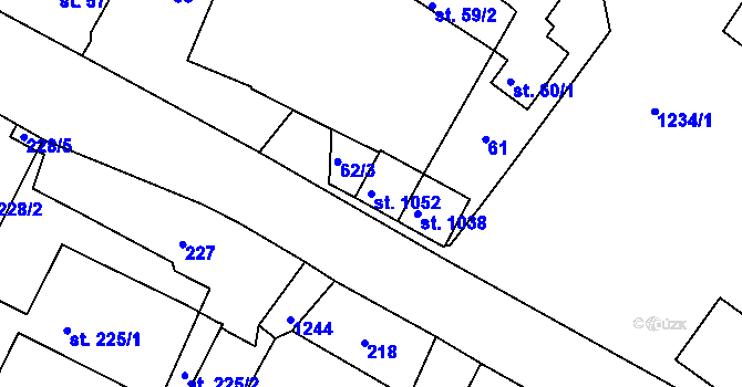 Parcela st. 1052 v KÚ Sázavka, Katastrální mapa