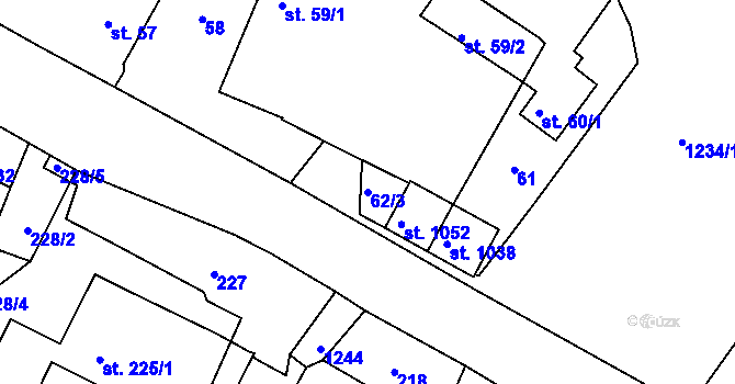 Parcela st. 62/3 v KÚ Sázavka, Katastrální mapa