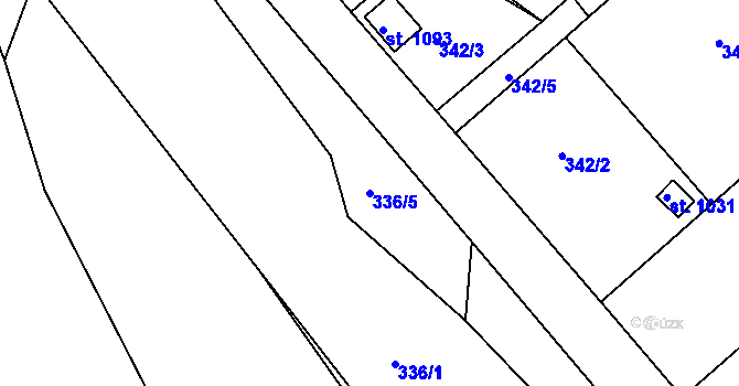 Parcela st. 336/5 v KÚ Sázavka, Katastrální mapa