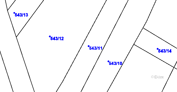 Parcela st. 543/11 v KÚ Sázavka, Katastrální mapa