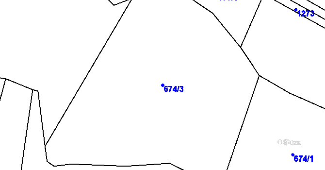 Parcela st. 674/3 v KÚ Sázavka, Katastrální mapa