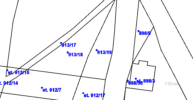 Parcela st. 913/19 v KÚ Sázavka, Katastrální mapa