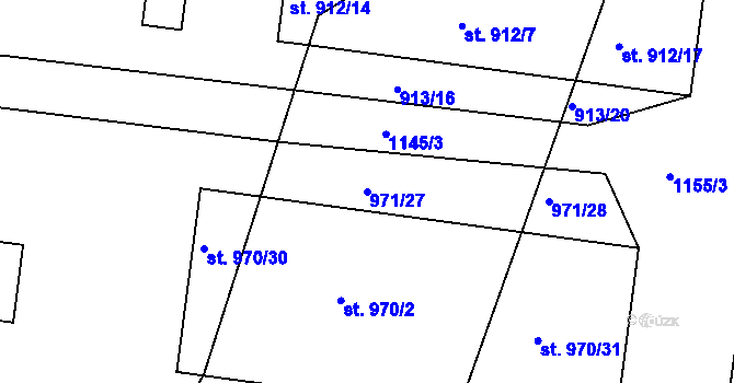 Parcela st. 971/27 v KÚ Sázavka, Katastrální mapa